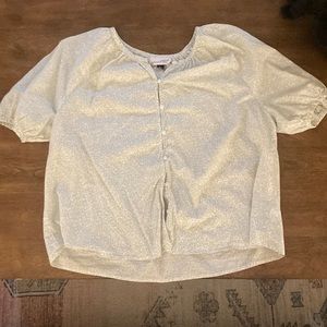 Green and White Blouse